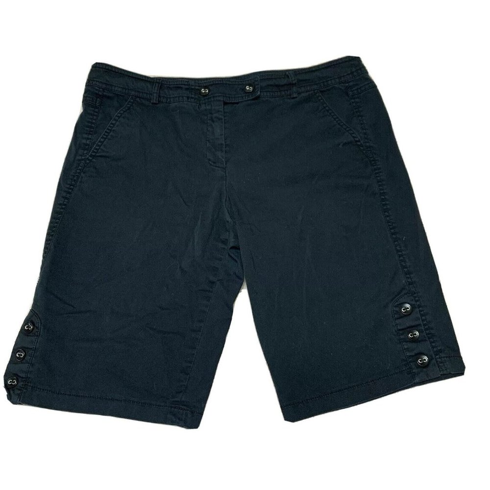 AB STUDIO Bermuda Shorts Women’s Size 14 Black Cotton Walking Shorts